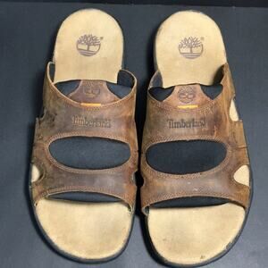 Timberland Brown‎ Leather Slide Sandals Men's Size 11M